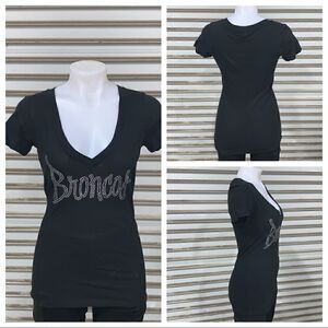 🛍Next Level black t-shirt with rhinestone Broncos
